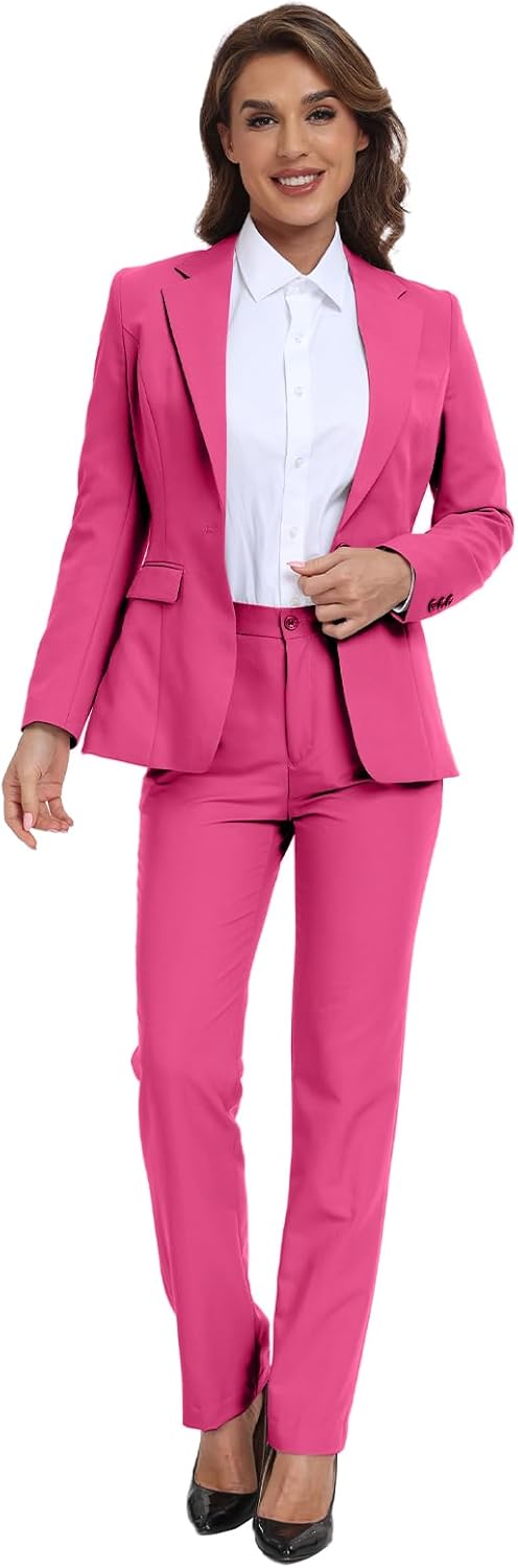 2 Piece Suits for Women Bussiness Professional Work Outfits Office Attire Slim Fit Dressy Blazer Jacket Pants Suit Sets