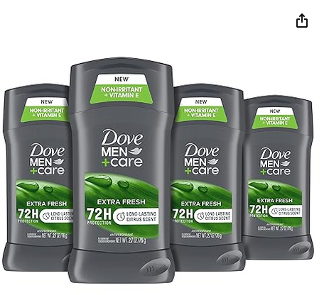 Dove Men + Care Antiperspirant Deodorant, 72hr Sweat & Odor Protection, Vitamin E, Triple Moisturizer, 4 Pack