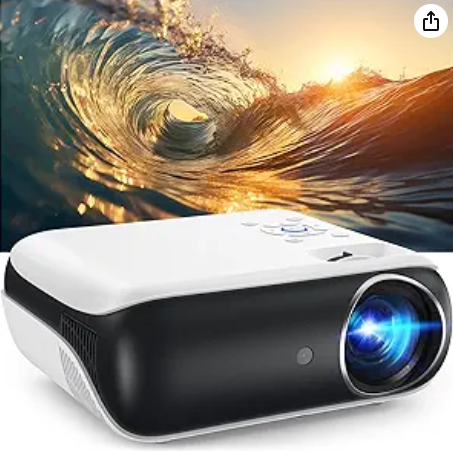 HAPPRUN Projector, Native 1080P Bluetooth Projector, Portable Outdoor Movie Projector, Full HD Mini Projector with Speaker for Home Bedroom, Compatible with Smartphone,HDMI,USB,AV,Fire Stick,PS5